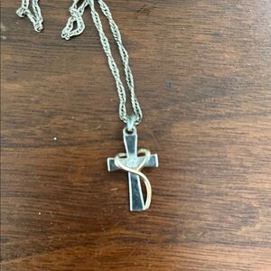 Elegant Sterling Silver and Gold Cross Pendant Necklace